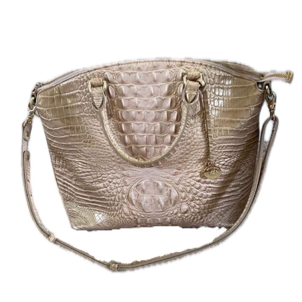 Brahmin Tan Shoulder Bag with Crocodile Embossed Texture
